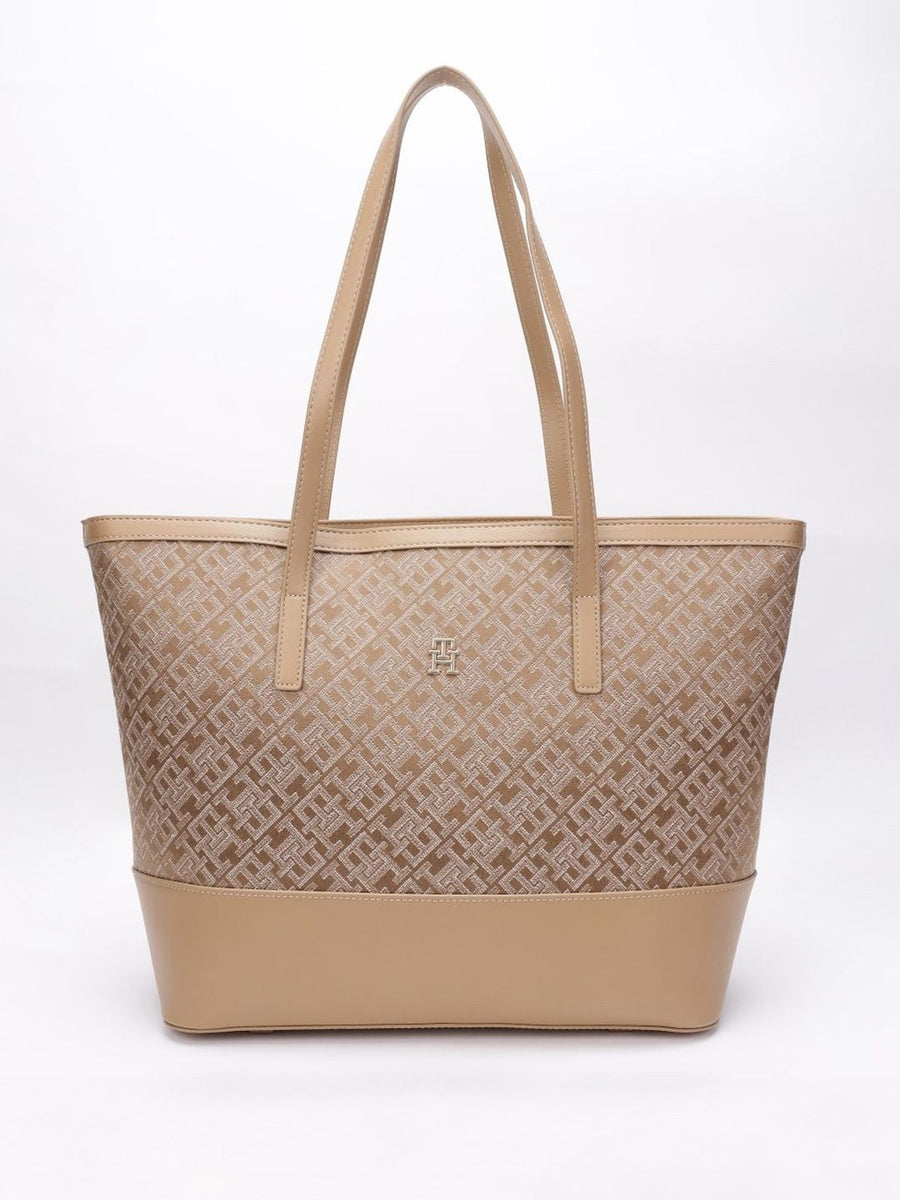 Tommy Hilfiger Brand Logo Printed Oversized Structured Shoulder Bag