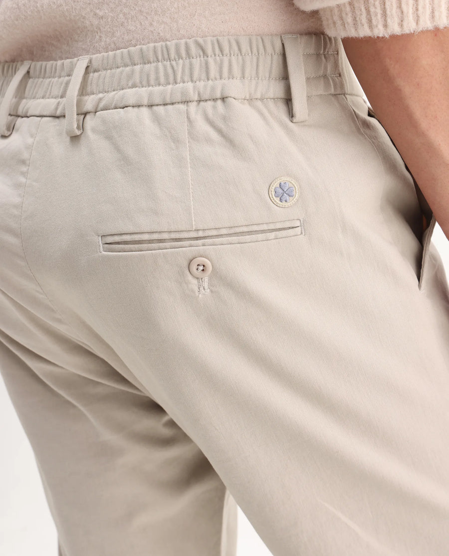 Rare Rabbit Men's Zade-N Light Beige Cotton Blend Plain Regular Fit Trouser