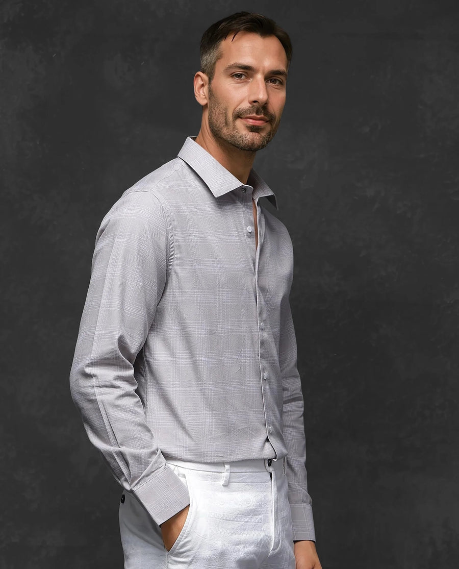 Rare Rabbit Men's Zana Dusky Beige Cotton Checked Print Regular Fit Full Sleeve Collared Shirt