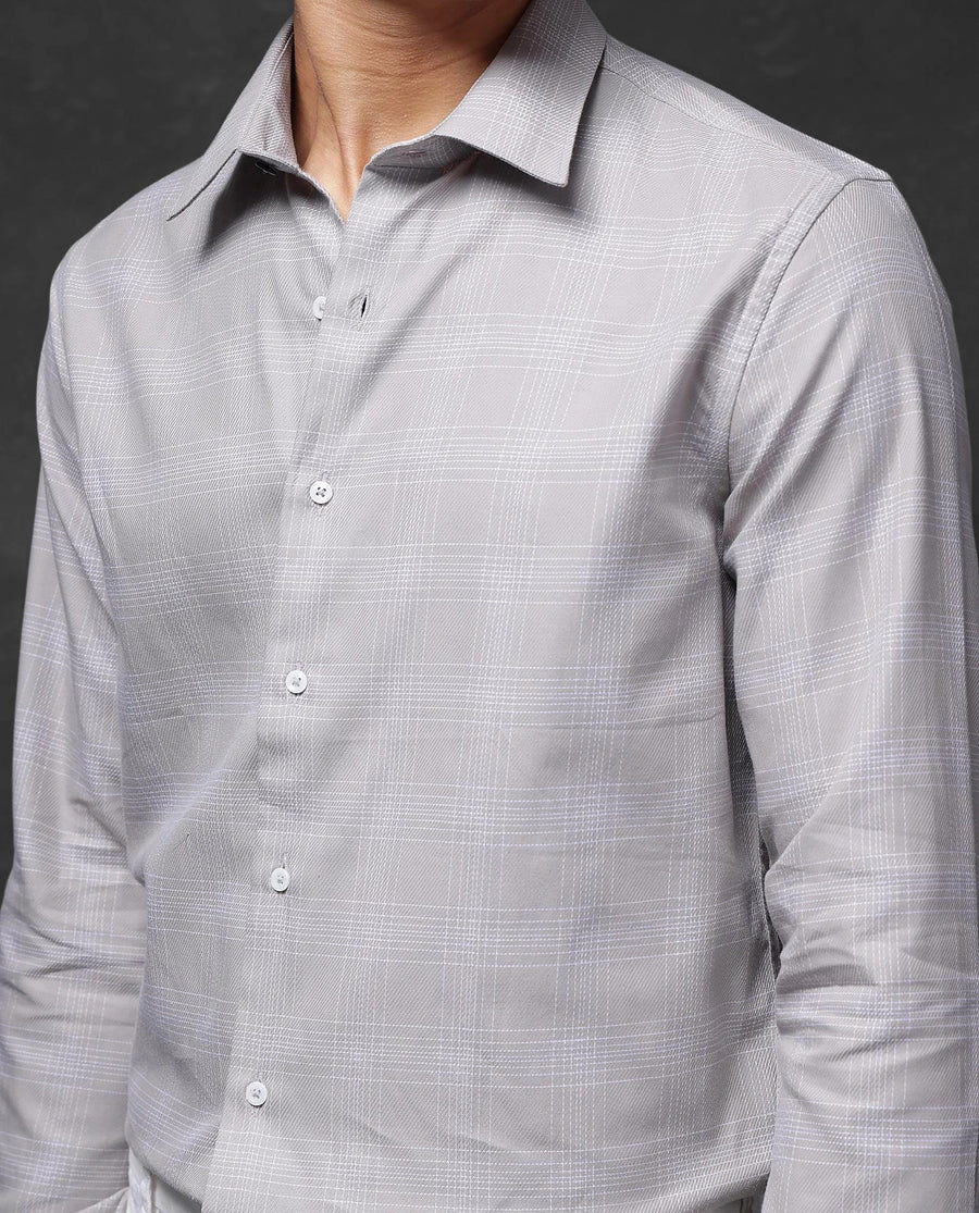 Rare Rabbit Men's Zana Dusky Beige Cotton Checked Print Regular Fit Full Sleeve Collared Shirt
