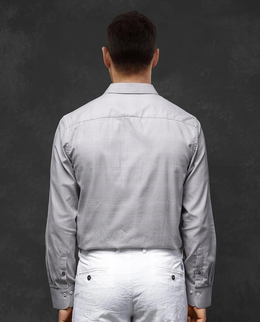 Rare Rabbit Men's Zana Dusky Beige Cotton Checked Print Regular Fit Full Sleeve Collared Shirt