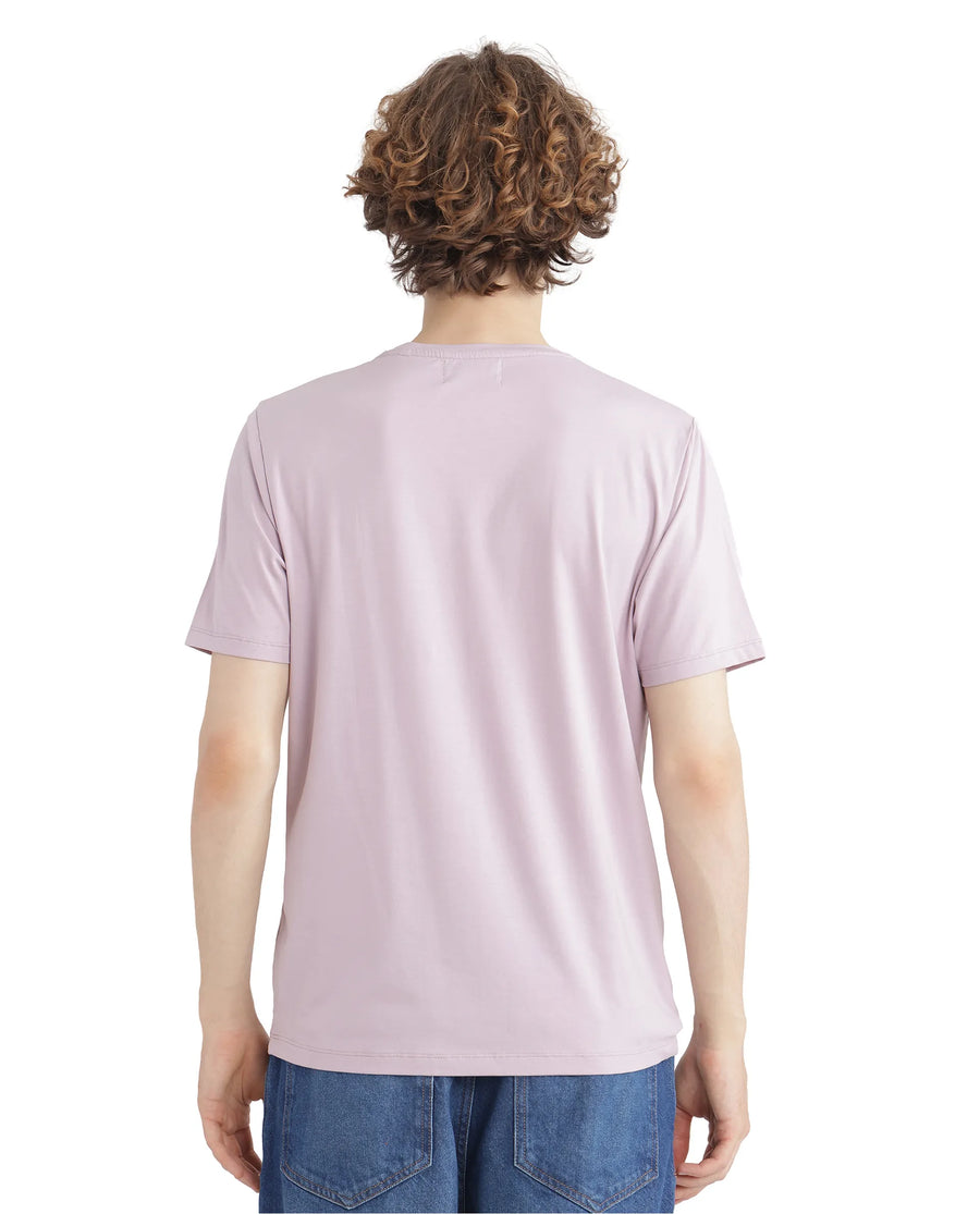 Rare Rabbit Men's Zarf Dusky Pink Cotton Blend Graphic Print Regular Fit Half Sleeve Crew Neck T-Shirt