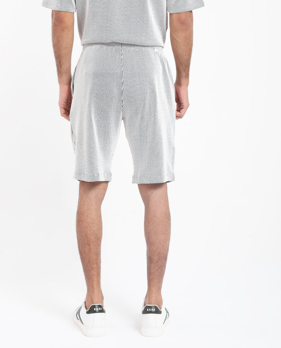 Rare Rabbit Men's Zavet-B Black Cotton Blend Striped Print Regular Fit Shorts