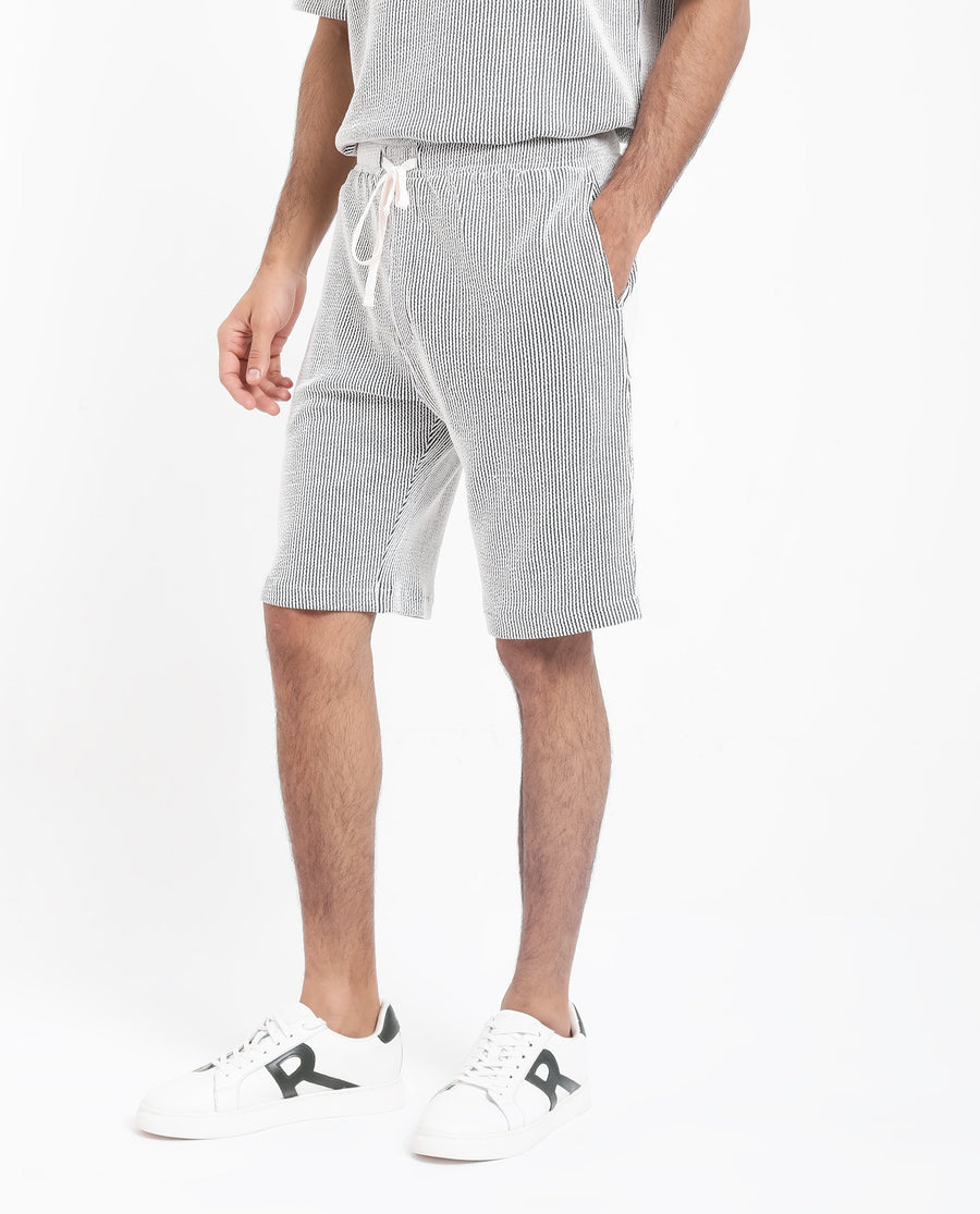 Rare Rabbit Men's Zavet-B Black Cotton Blend Striped Print Regular Fit Shorts