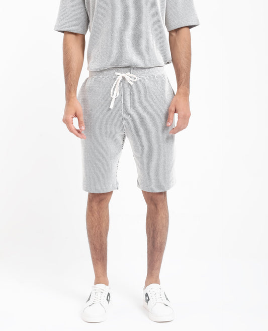Rare Rabbit Men's Zavet-B Black Cotton Blend Striped Print Regular Fit Shorts
