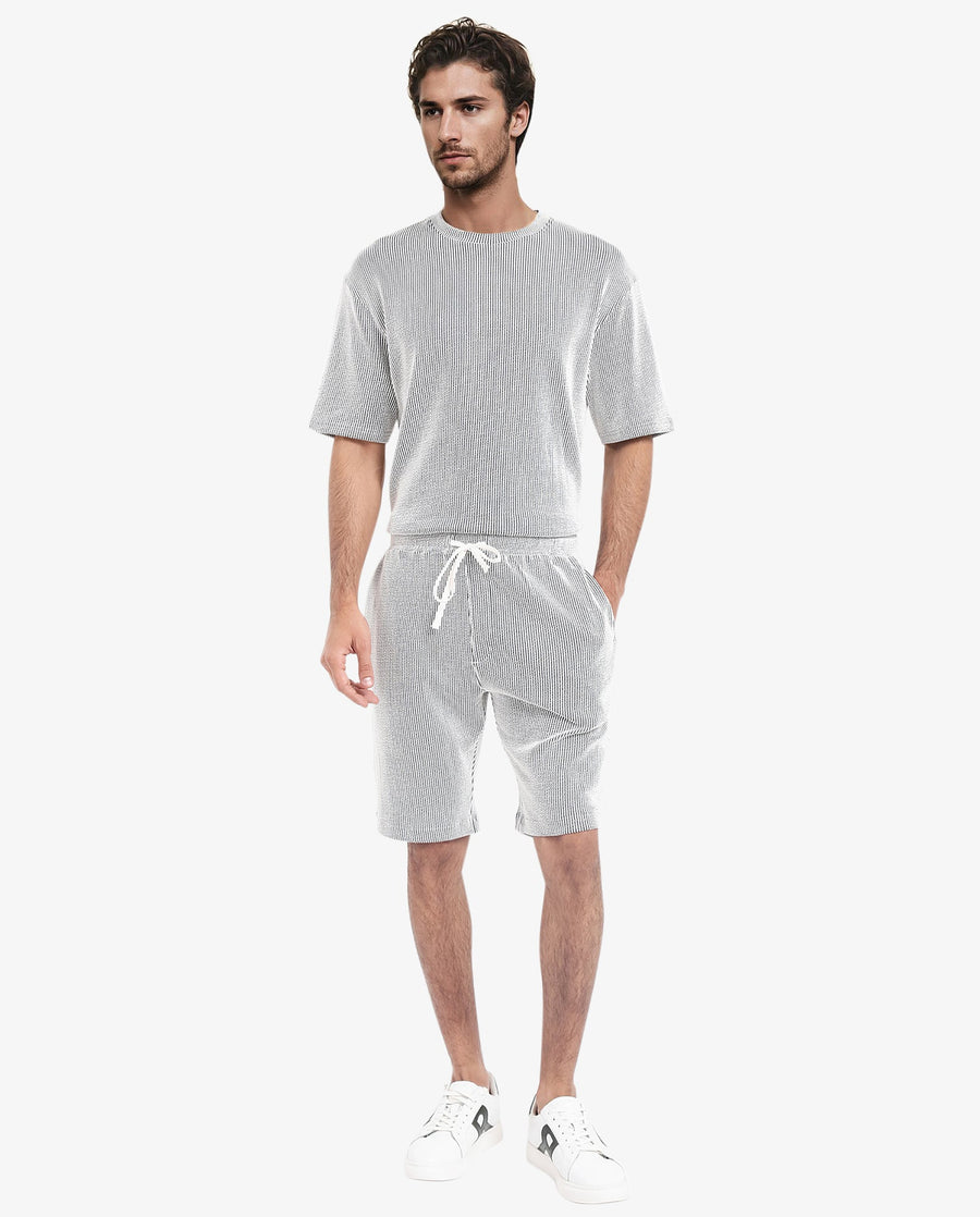 Rare Rabbit Men's Zavet-B Black Cotton Blend Striped Print Regular Fit Shorts