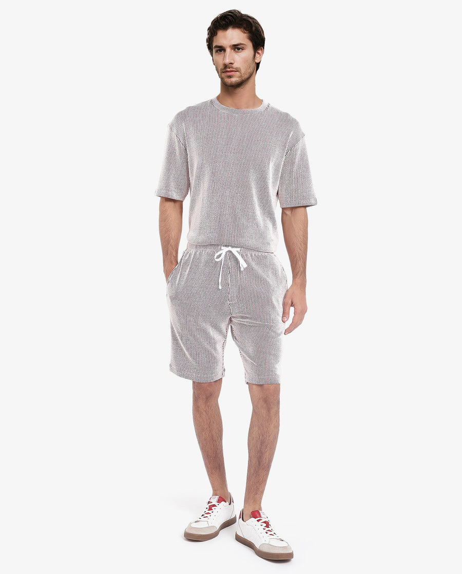 Rare Rabbit Men's Zavet-B Maroon Cotton Blend Striped Print Regular Fit Shorts