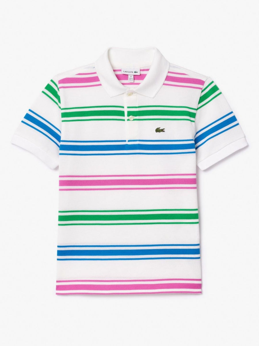 Lacoste Kids Striped Polo Collar Cotton T-shirt