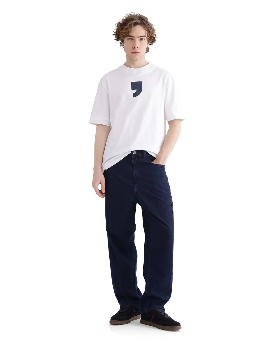 Rare Rabbit Men's Zedet Blue Cotton Plain Baggy Fit Jeans