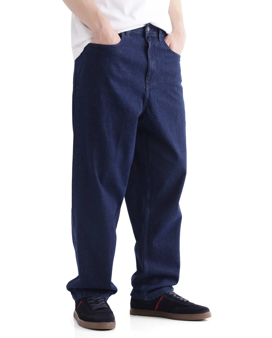 Rare Rabbit Men's Zedet Blue Cotton Plain Baggy Fit Jeans