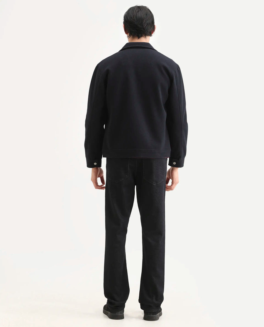 Rare Rabbit Men's Zelk Dark Navy Cotton Blend Fabric Morris Regular Plain Jeans