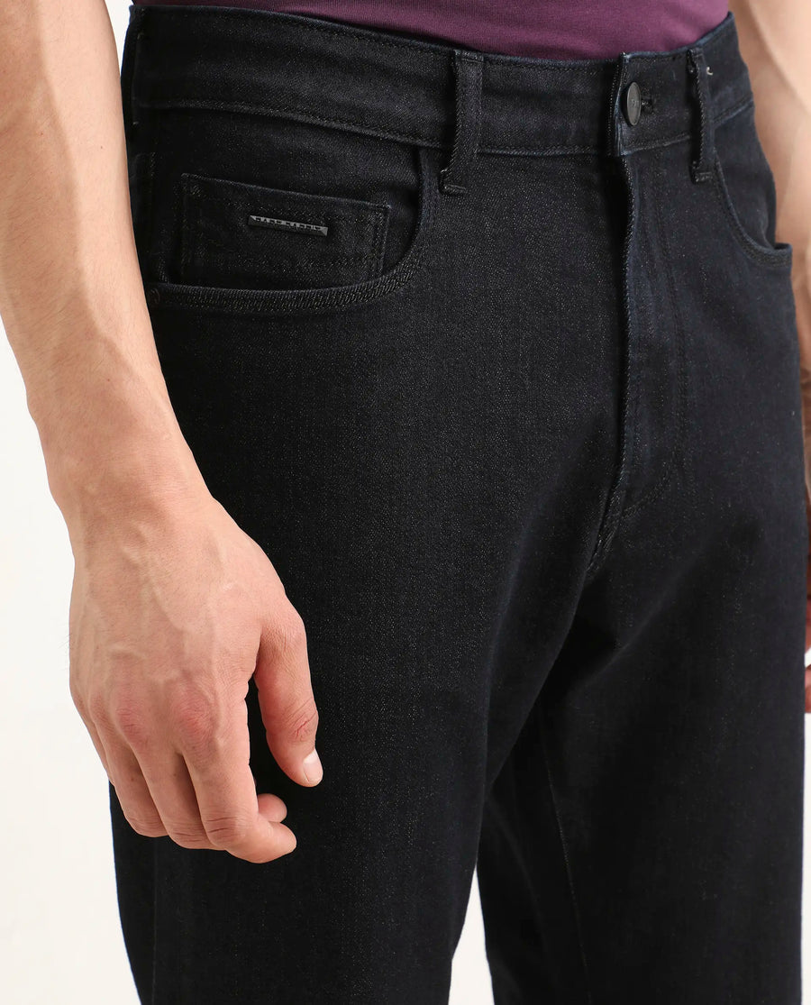 Rare Rabbit Men's Zelk Dark Navy Cotton Blend Fabric Morris Regular Plain Jeans