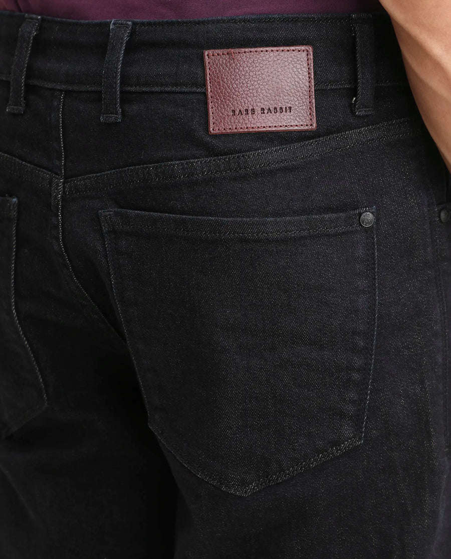 Rare Rabbit Men's Zelk Dark Navy Cotton Blend Fabric Morris Regular Plain Jeans