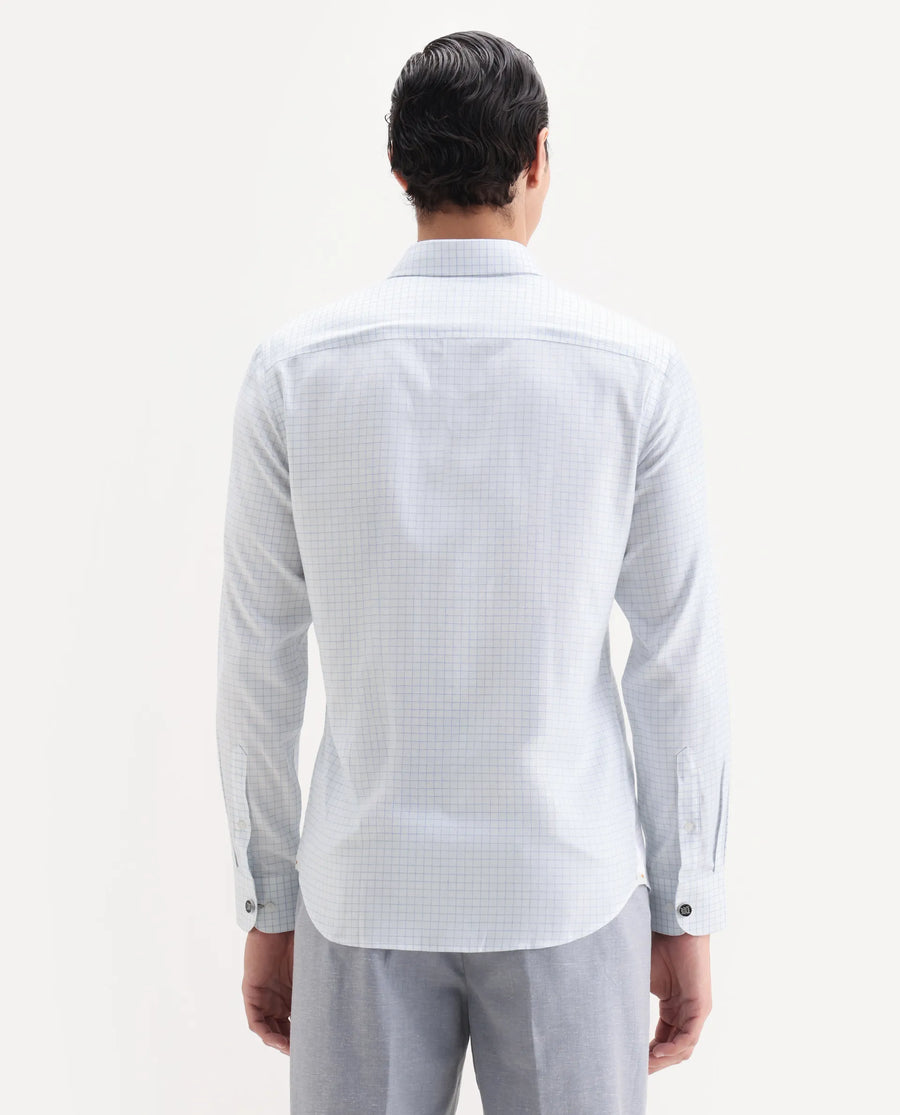 Rare Rabbit Men's Zemp White Cotton Fabric Full Sleeve Regular Fit Checked Shirt