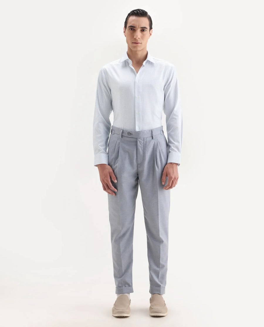 Rare Rabbit Men's Zemp White Cotton Fabric Full Sleeve Regular Fit Checked Shirt