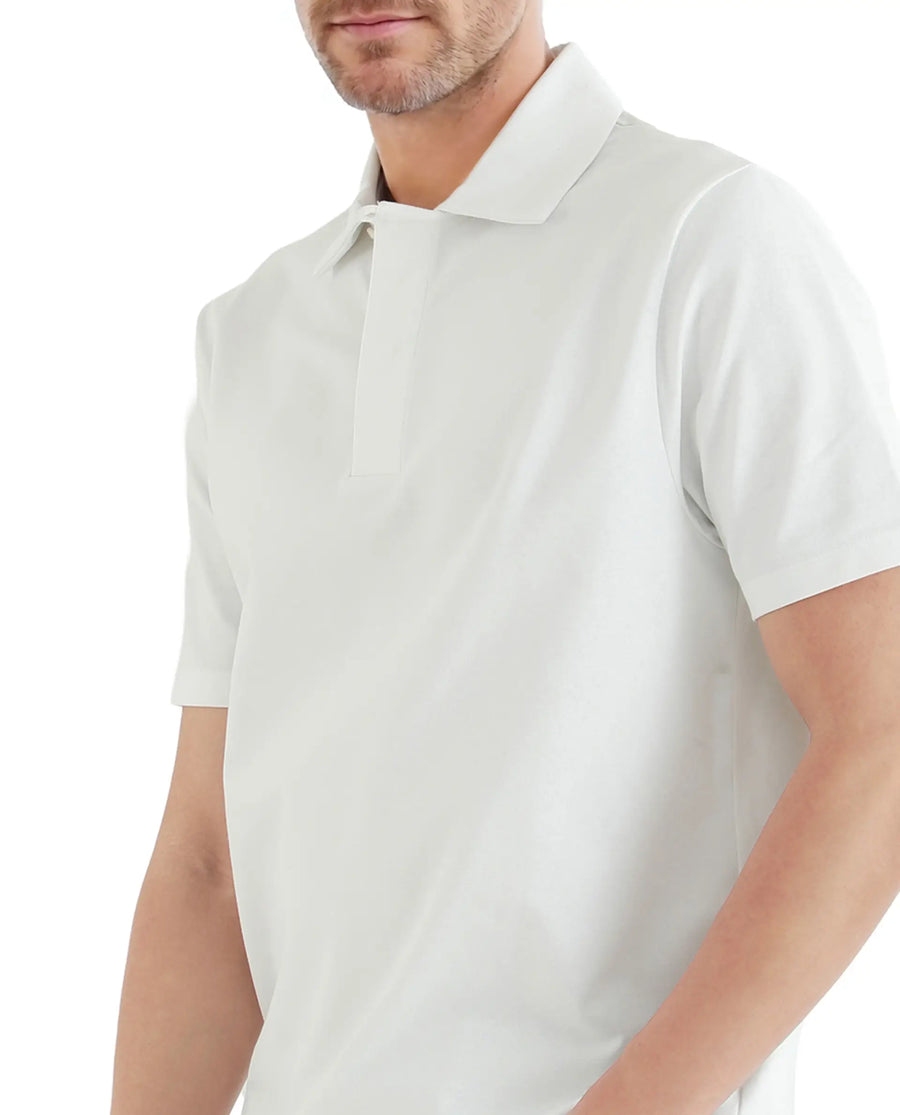 Rare Rabbit Men's Zeni White Cotton Blend Plain Regular Fit Half Sleeve Polo