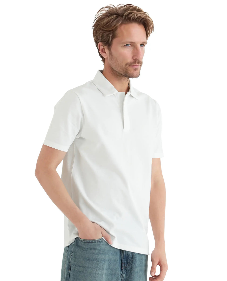 Rare Rabbit Men's Zeni White Cotton Blend Plain Regular Fit Half Sleeve Polo