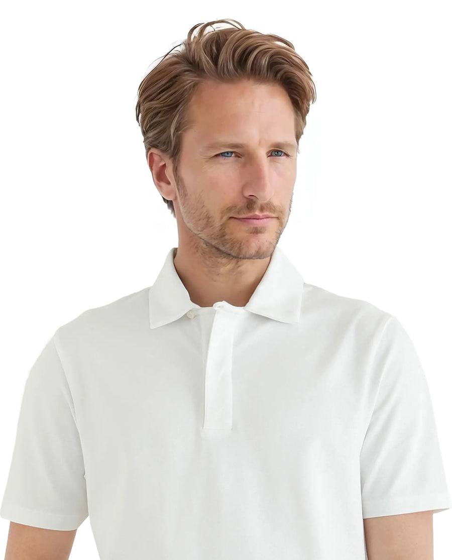 Rare Rabbit Men's Zeni White Cotton Blend Plain Regular Fit Half Sleeve Polo