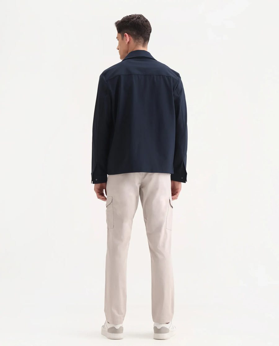 Rare Rabbit Men's Zipe Light Grey Cotton Plain Regular Fit Trouser