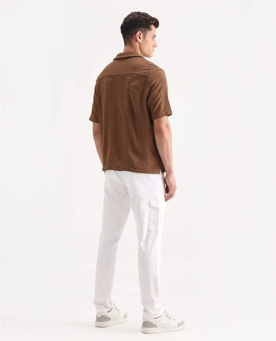 Rare Rabbit Men's Zipe White Cotton Plain Regular Fit Trouser