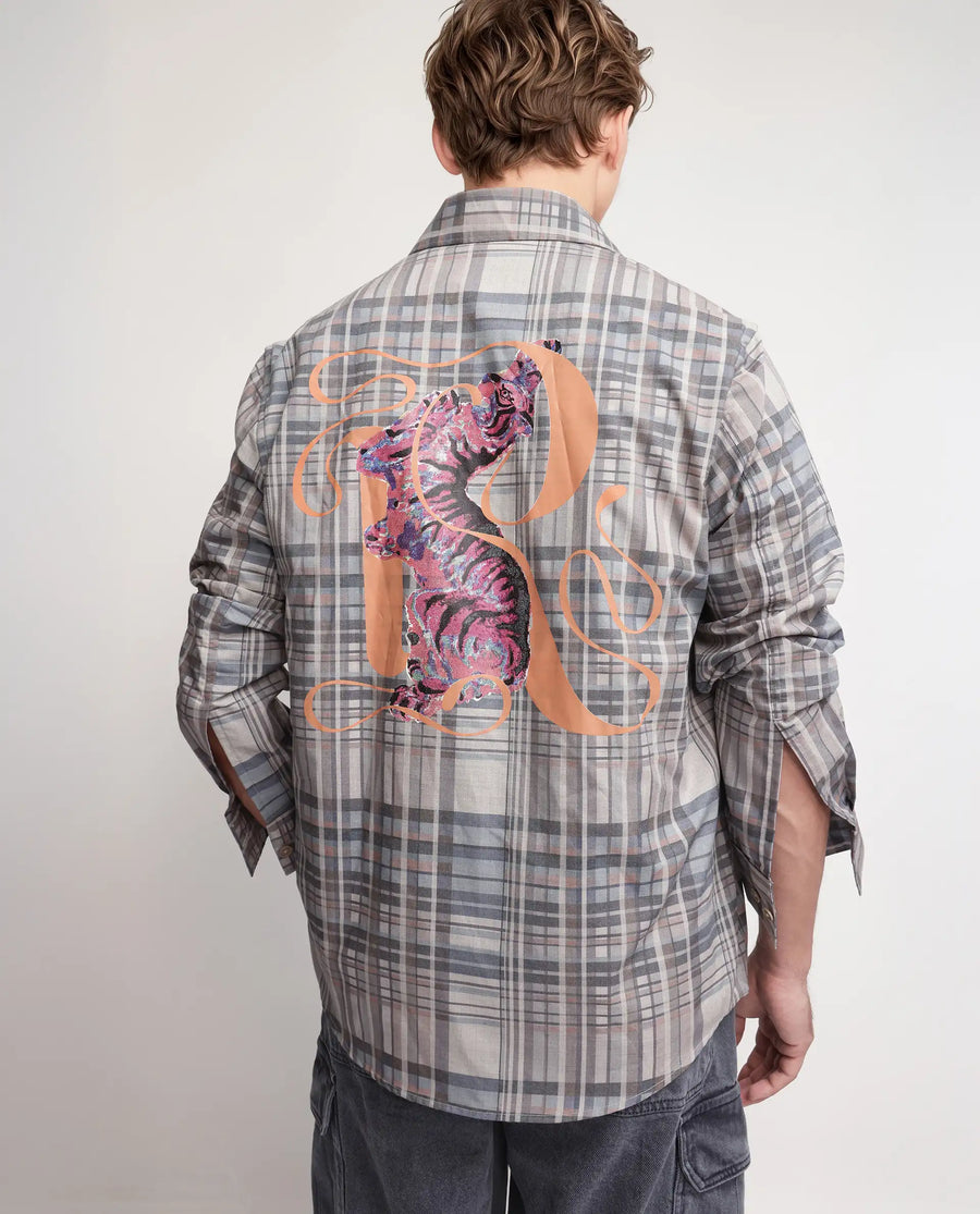 Rare Rabbit Men's Zircop Pastel Purple Cotton Checked Print Regular Fit Full Sleeve Collared Shirt