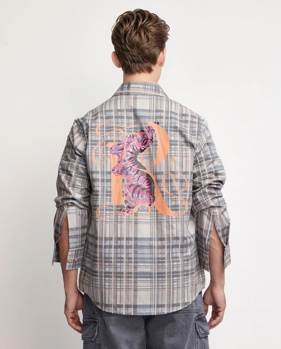 Rare Rabbit Men's Zircop Pastel Purple Cotton Checked Print Regular Fit Full Sleeve Collared Shirt