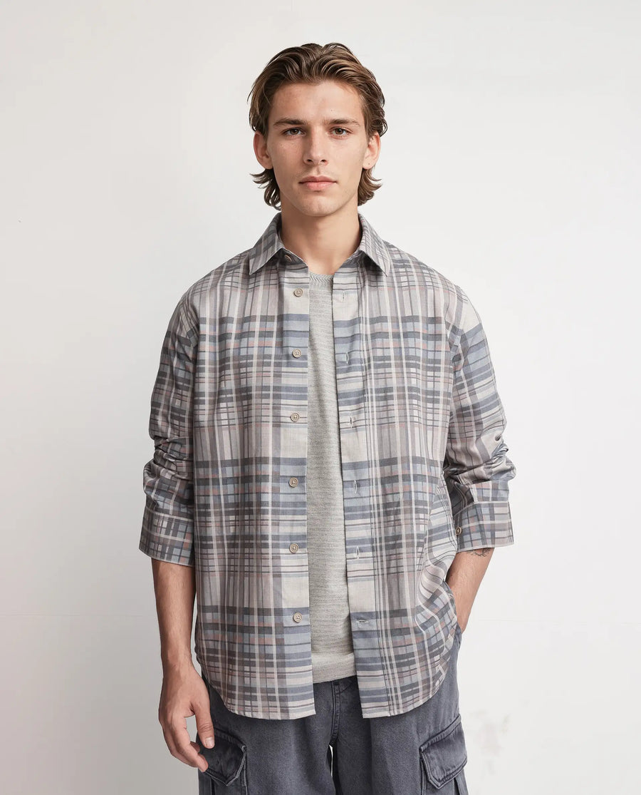 Rare Rabbit Men's Zircop Pastel Purple Cotton Checked Print Regular Fit Full Sleeve Collared Shirt