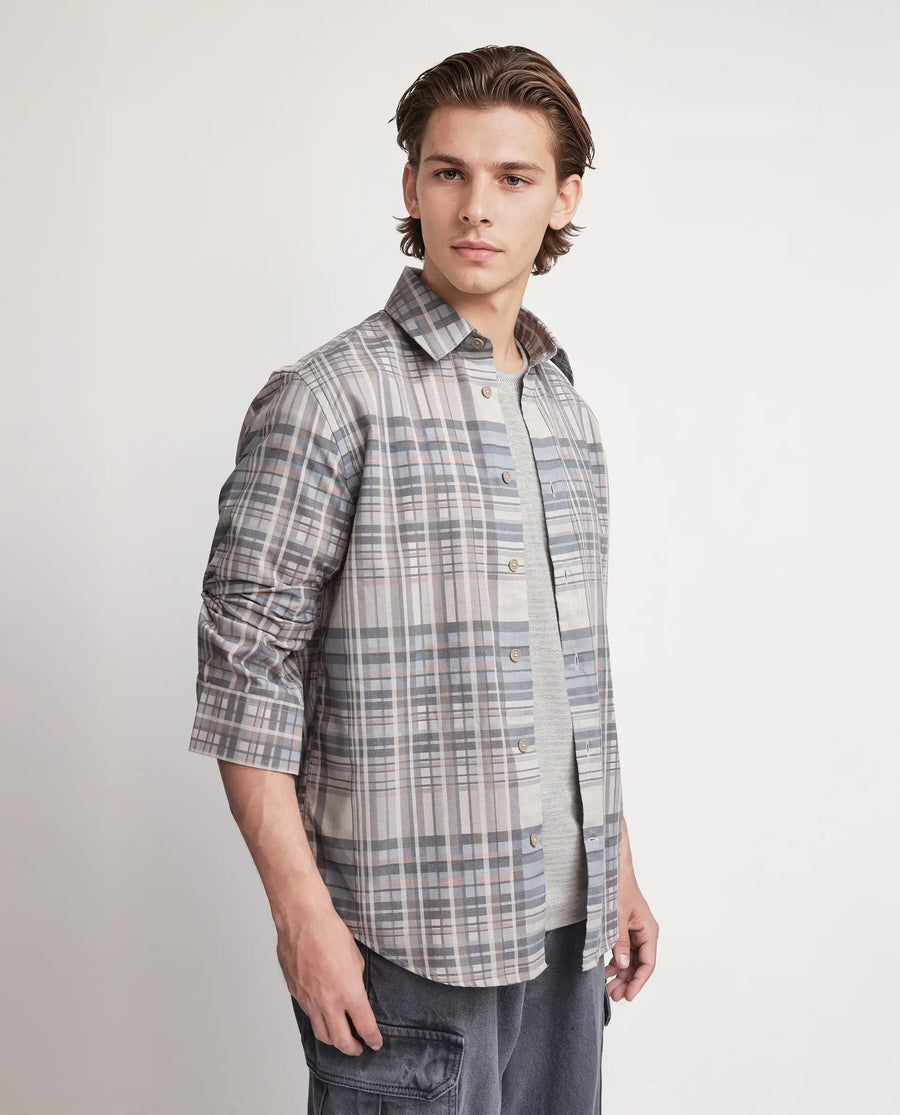 Rare Rabbit Men's Zircop Pastel Purple Cotton Checked Print Regular Fit Full Sleeve Collared Shirt