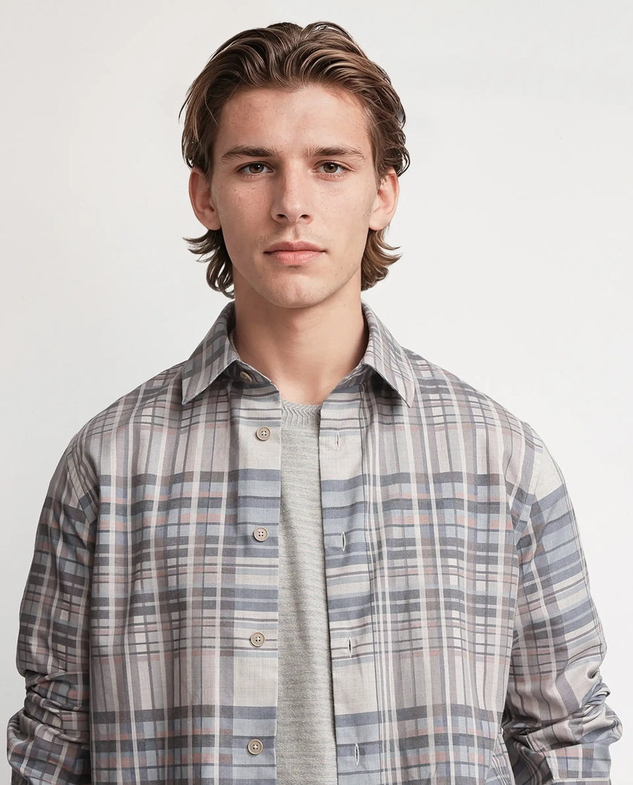 Rare Rabbit Men's Zircop Pastel Purple Cotton Checked Print Regular Fit Full Sleeve Collared Shirt