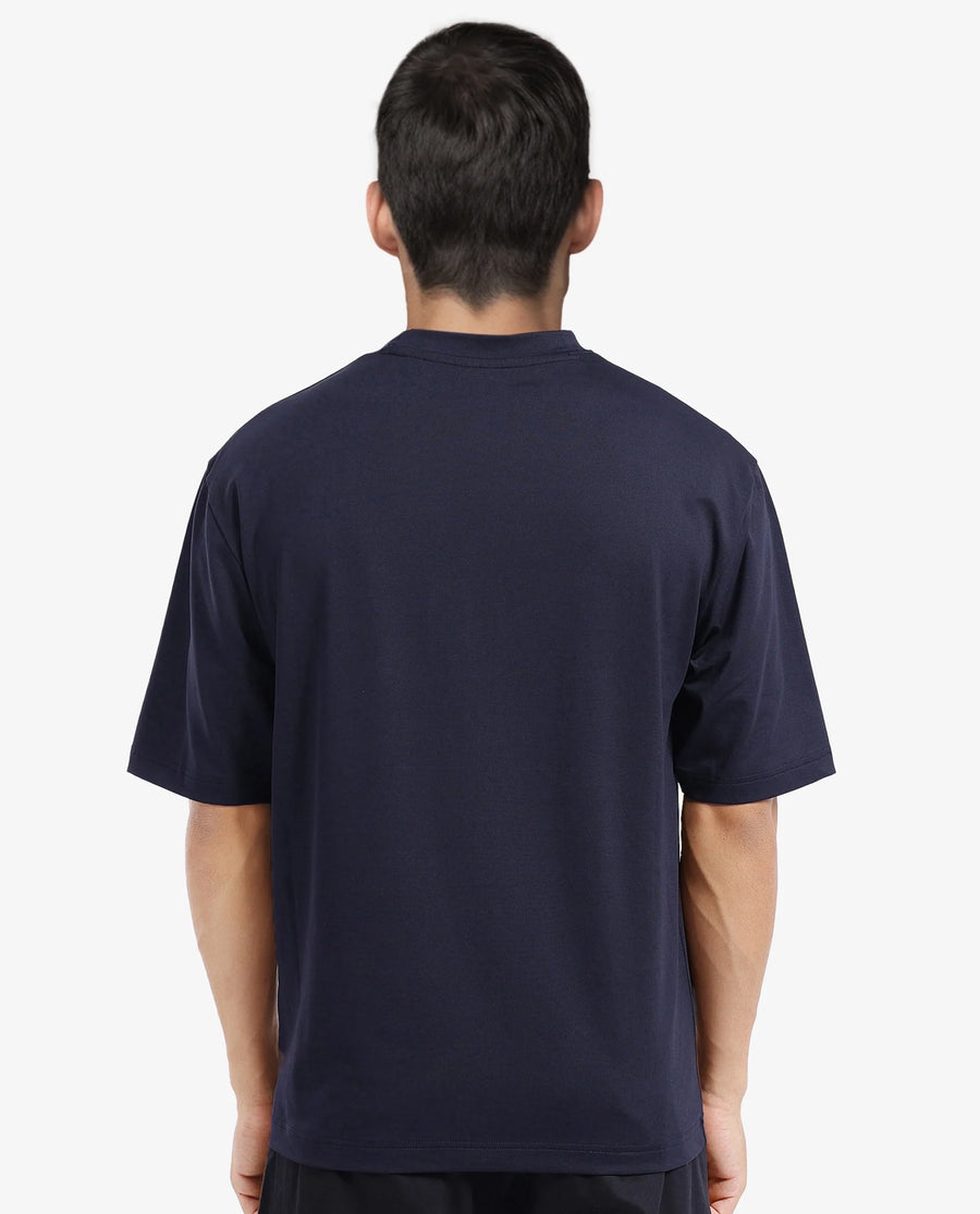 Rare Rabbit Men's Cotton Blend Monogram Print Oversized Fit Half Sleeve Crew Neck T-Shirt
