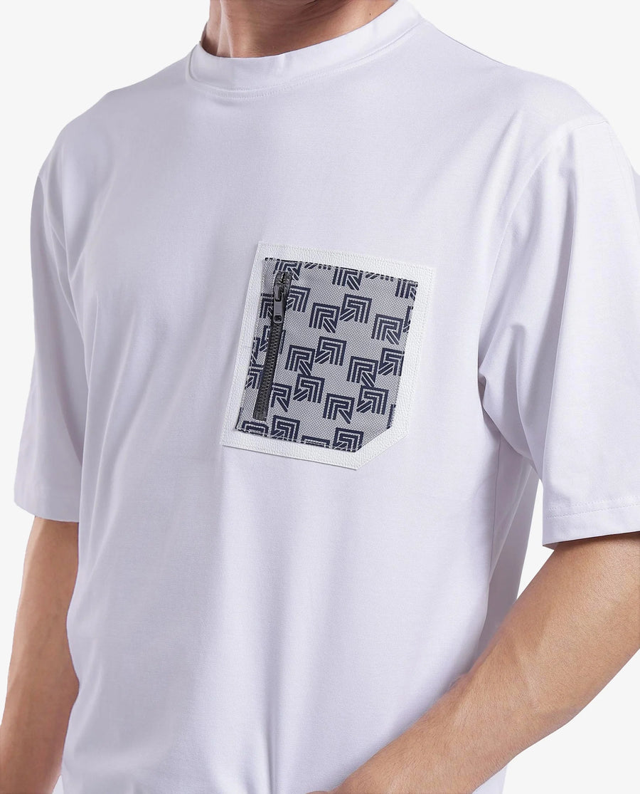 Rare Rabbit Men's Cotton Blend Monogram Print Oversized Fit Half Sleeve Crew Neck T-Shirt