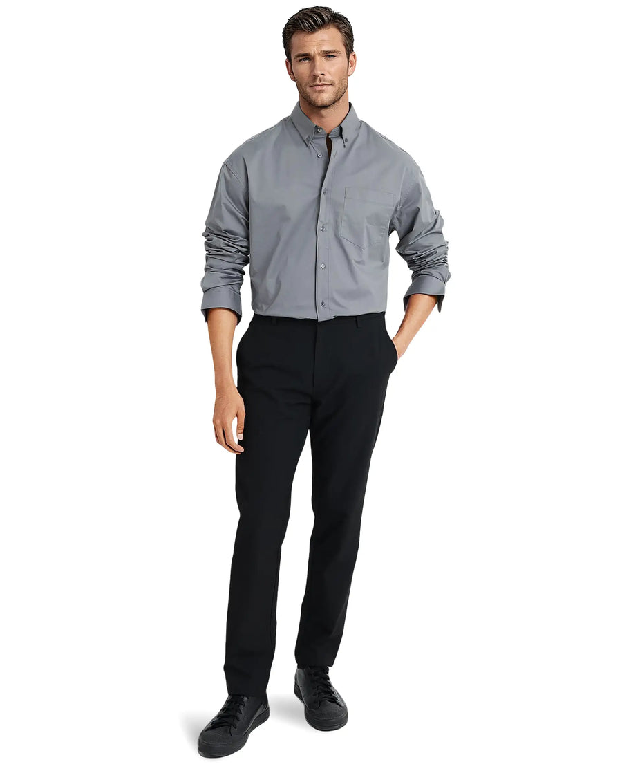 Rare Rabbit Men's Zord Grey Cotton Plain Boxy Fit Full Sleeve Collared Shirt