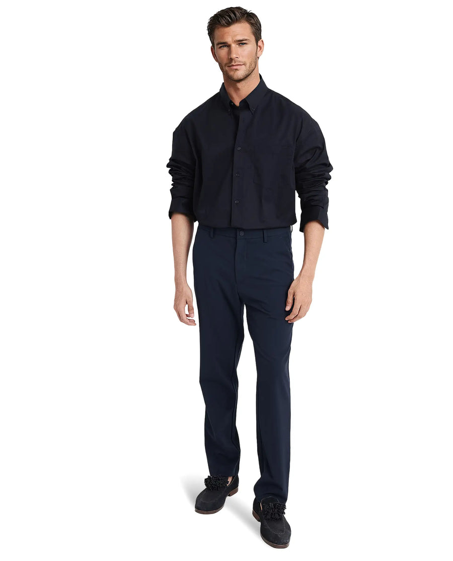 Rare Rabbit Men's Zord Navy Cotton Plain Boxy Fit Full Sleeve Spread Collar Shirt