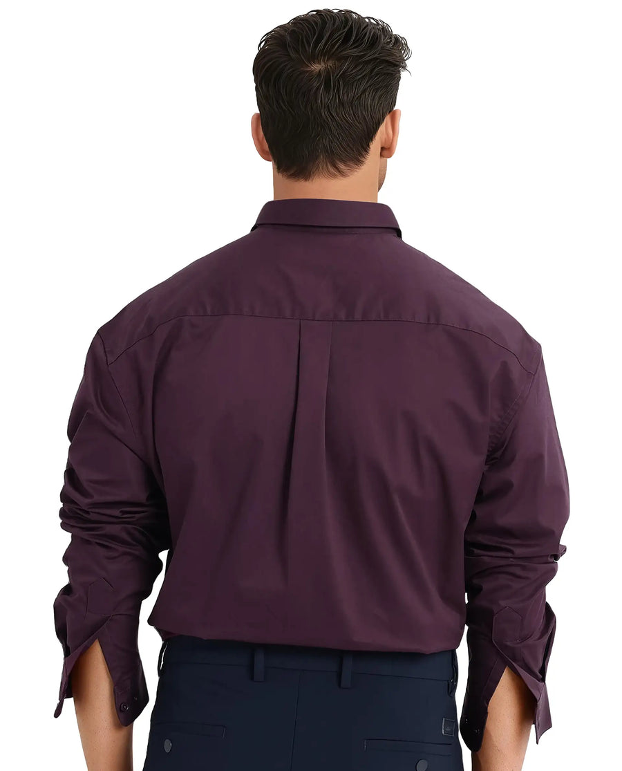 Rare Rabbit Men's Zord Purple Cotton Plain Boxy Fit Full Sleeve Collared Shirt