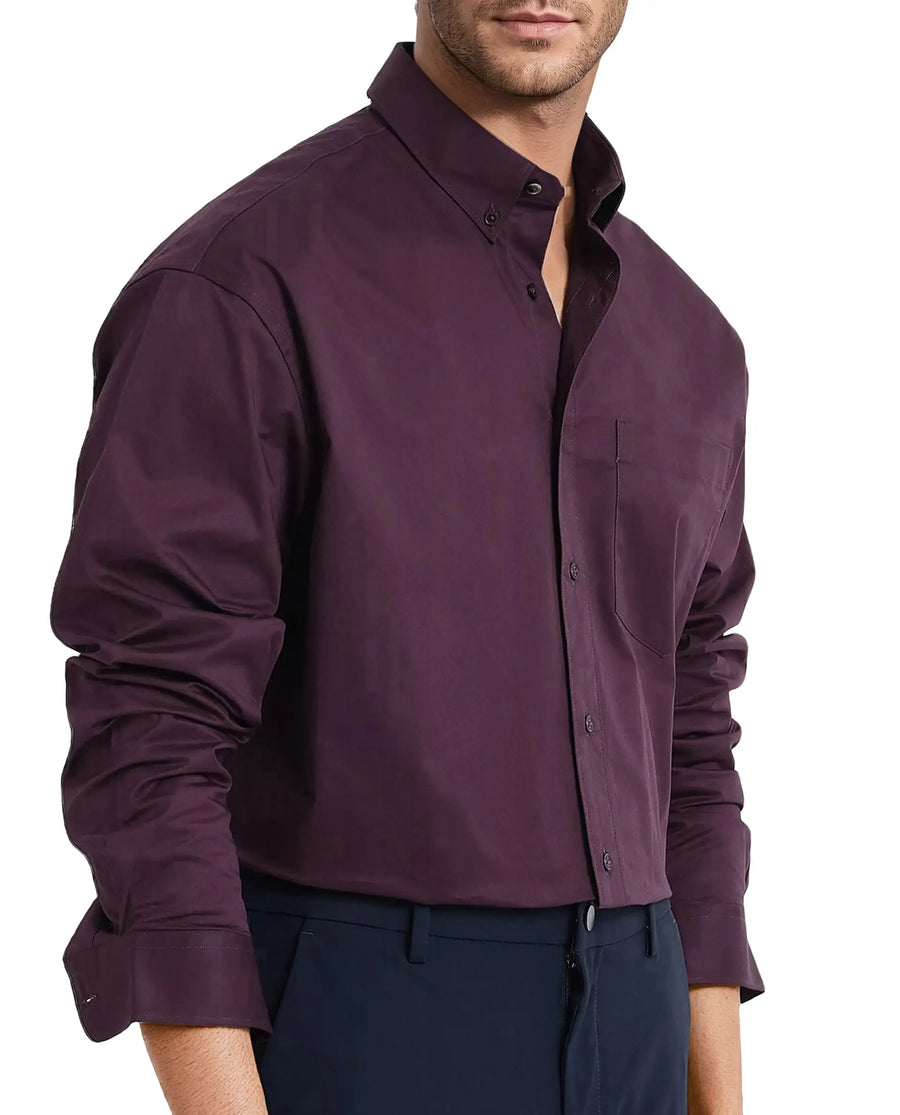 Rare Rabbit Men's Zord Purple Cotton Plain Boxy Fit Full Sleeve Collared Shirt