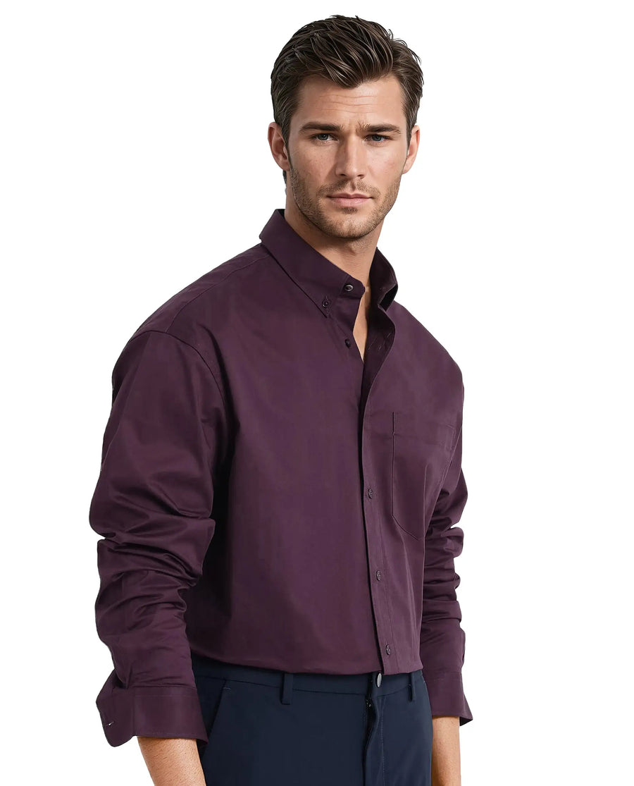 Rare Rabbit Men's Zord Purple Cotton Plain Boxy Fit Full Sleeve Collared Shirt