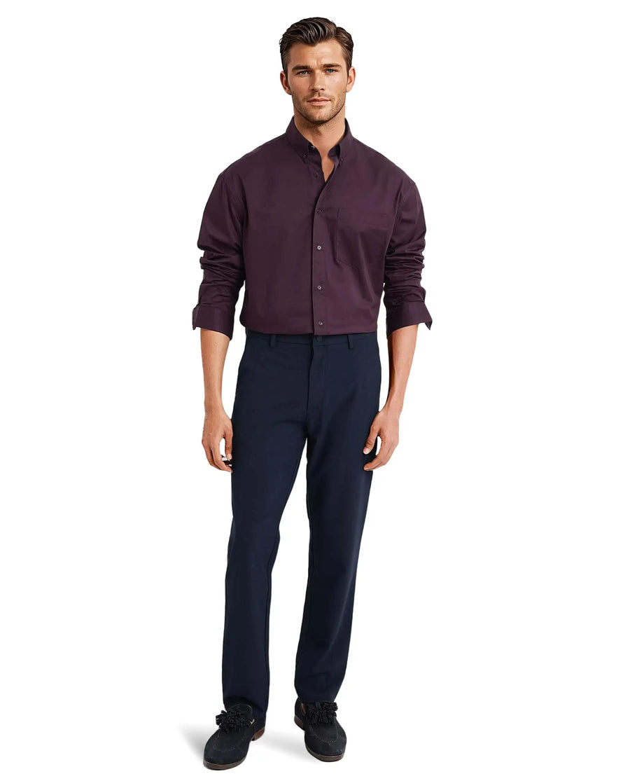 Rare Rabbit Men's Zord Purple Cotton Plain Boxy Fit Full Sleeve Collared Shirt