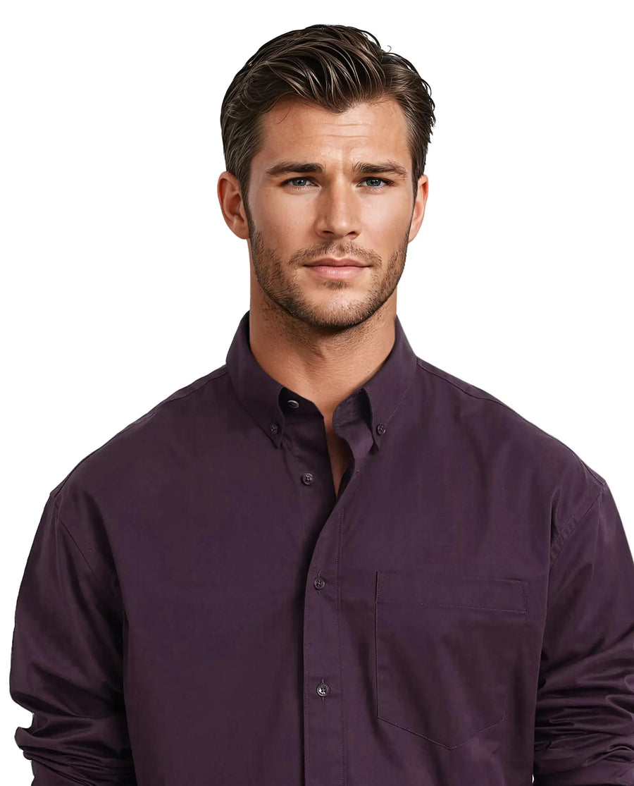 Rare Rabbit Men's Zord Purple Cotton Plain Boxy Fit Full Sleeve Collared Shirt