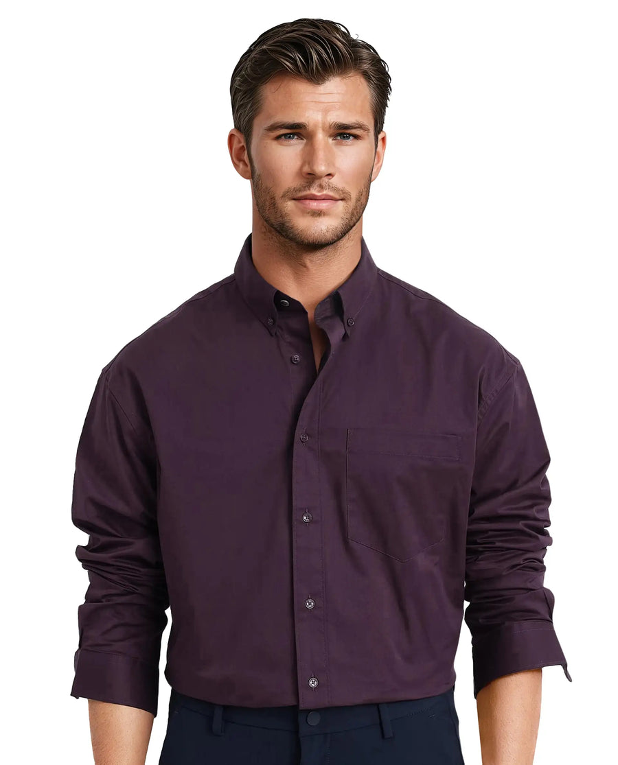 Rare Rabbit Men's Zord Purple Cotton Plain Boxy Fit Full Sleeve Collared Shirt