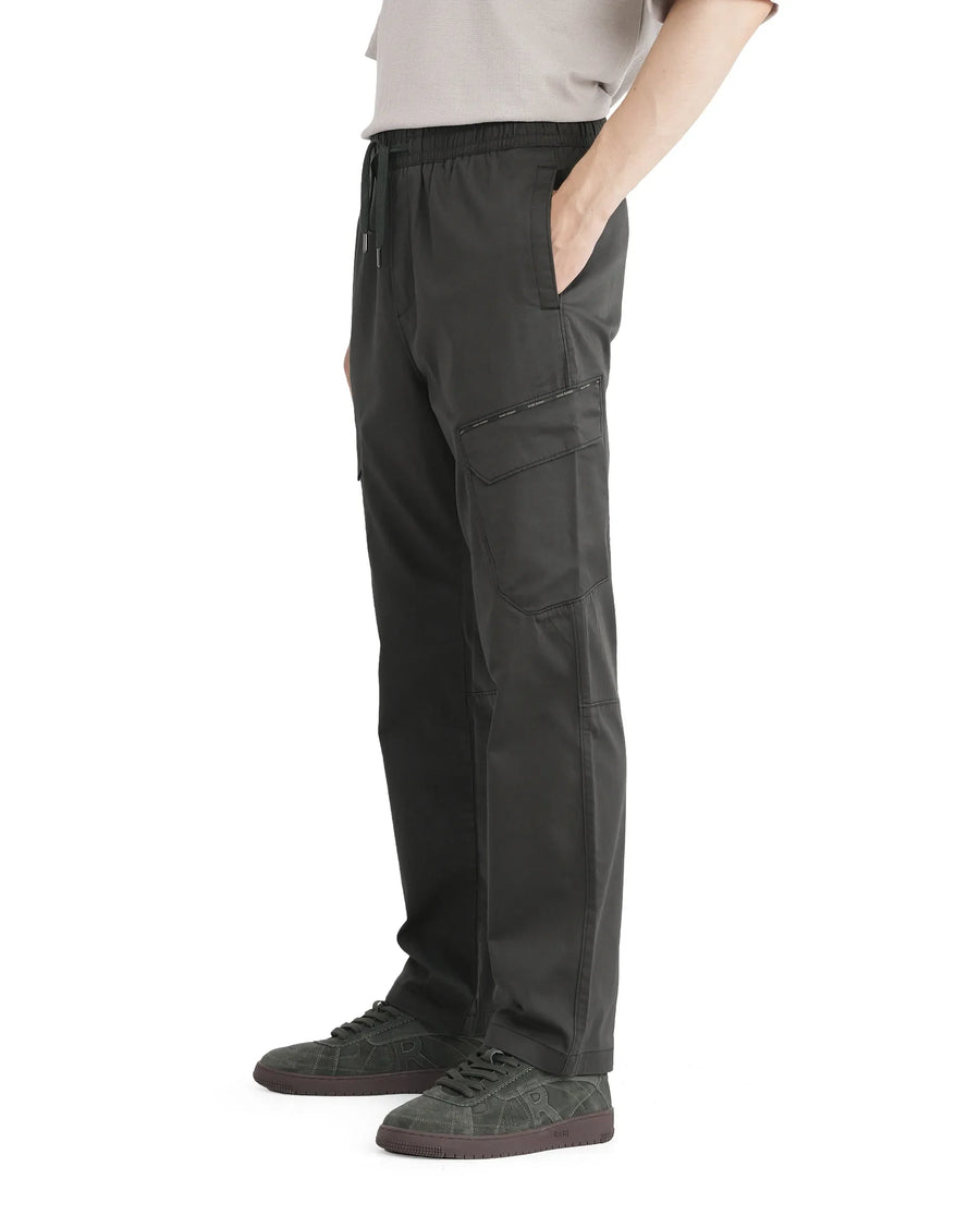Rare Rabbit Men's Zudi Dark Grey Cotton Plain Regular Fit Trouser