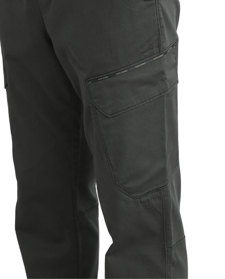 Rare Rabbit Men's Zudi Dark Grey Cotton Plain Regular Fit Trouser