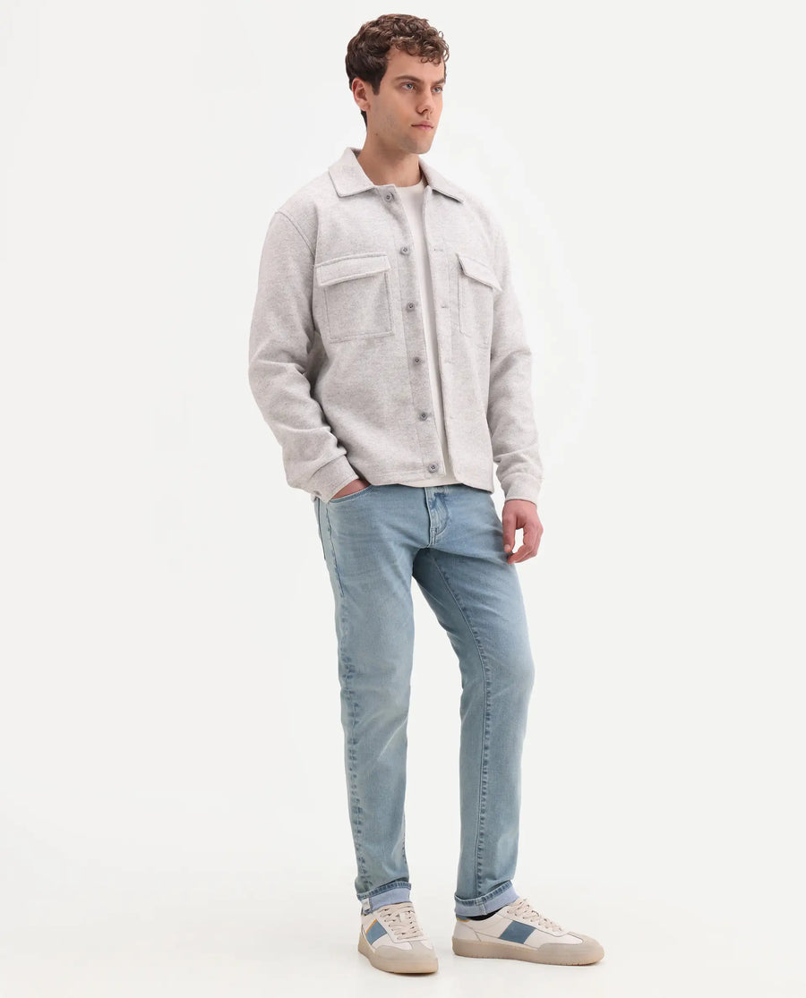 Rare Rabbit Men's Zuno L Light Blue Cotton Blend Fabric Shank And Zipper Hawk Slim Plain Jeans