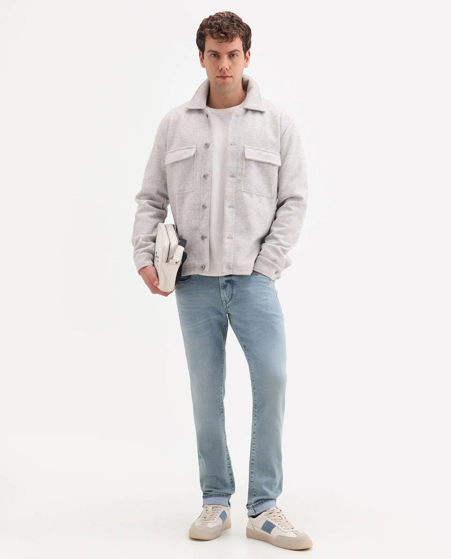 Rare Rabbit Men's Zuno L Light Blue Cotton Blend Fabric Shank And Zipper Hawk Slim Plain Jeans