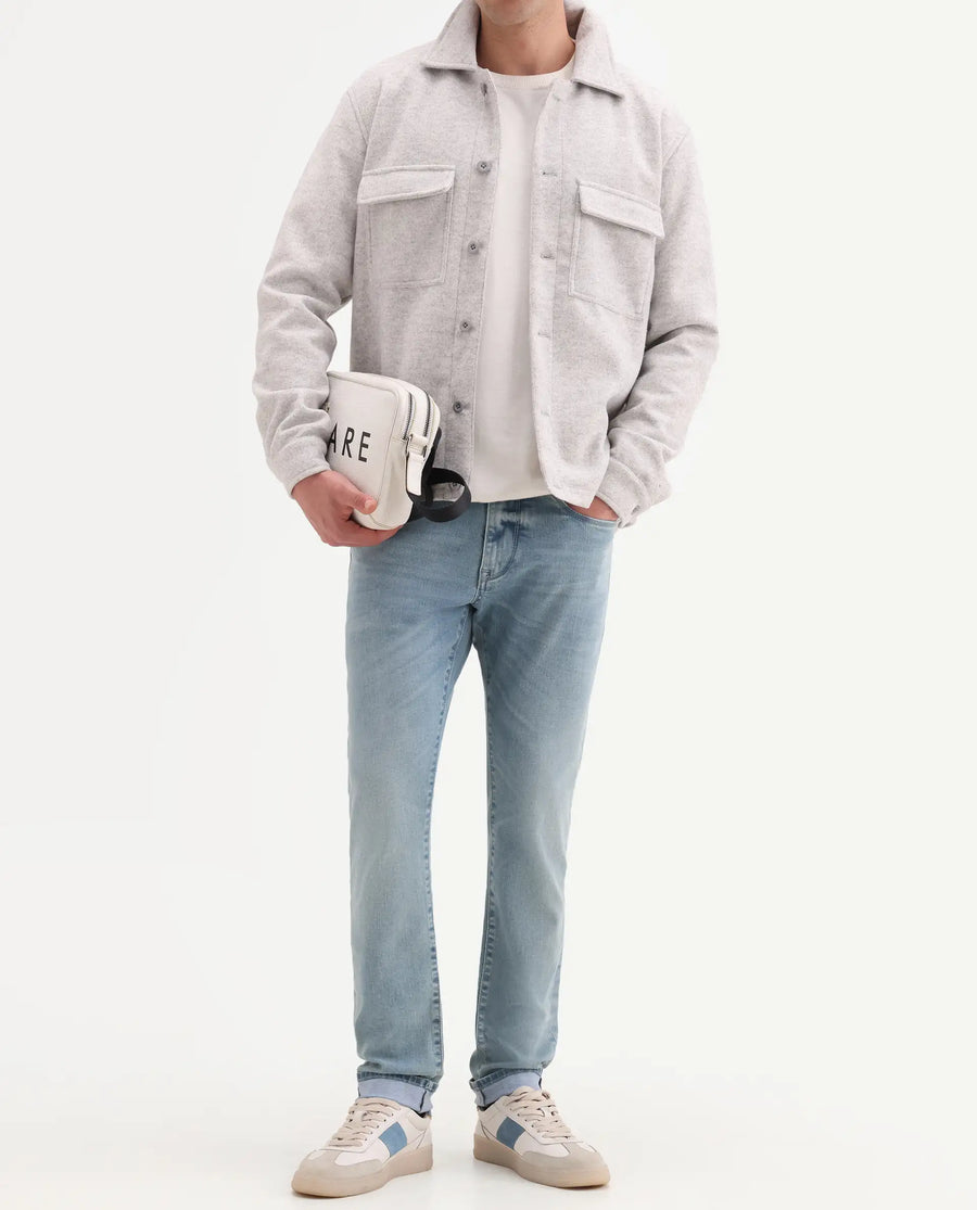 Rare Rabbit Men's Zuno L Light Blue Cotton Blend Fabric Shank And Zipper Hawk Slim Plain Jeans