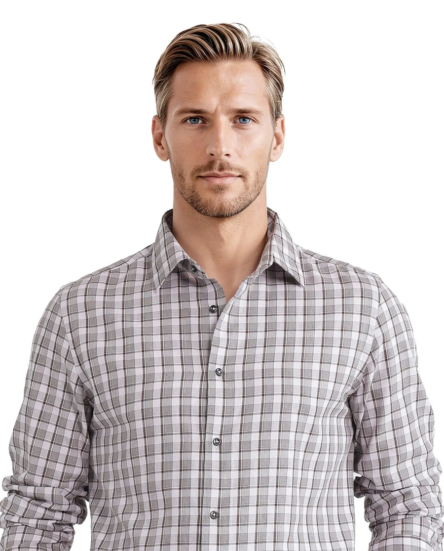 Rare Rabbit Men's Zylot Pink Cotton Checked Print Regular Fit Full Sleeve Collared Shirt