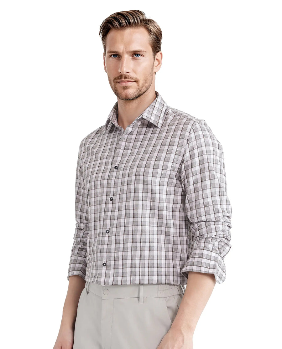 Rare Rabbit Men's Zylot Pink Cotton Checked Print Regular Fit Full Sleeve Collared Shirt