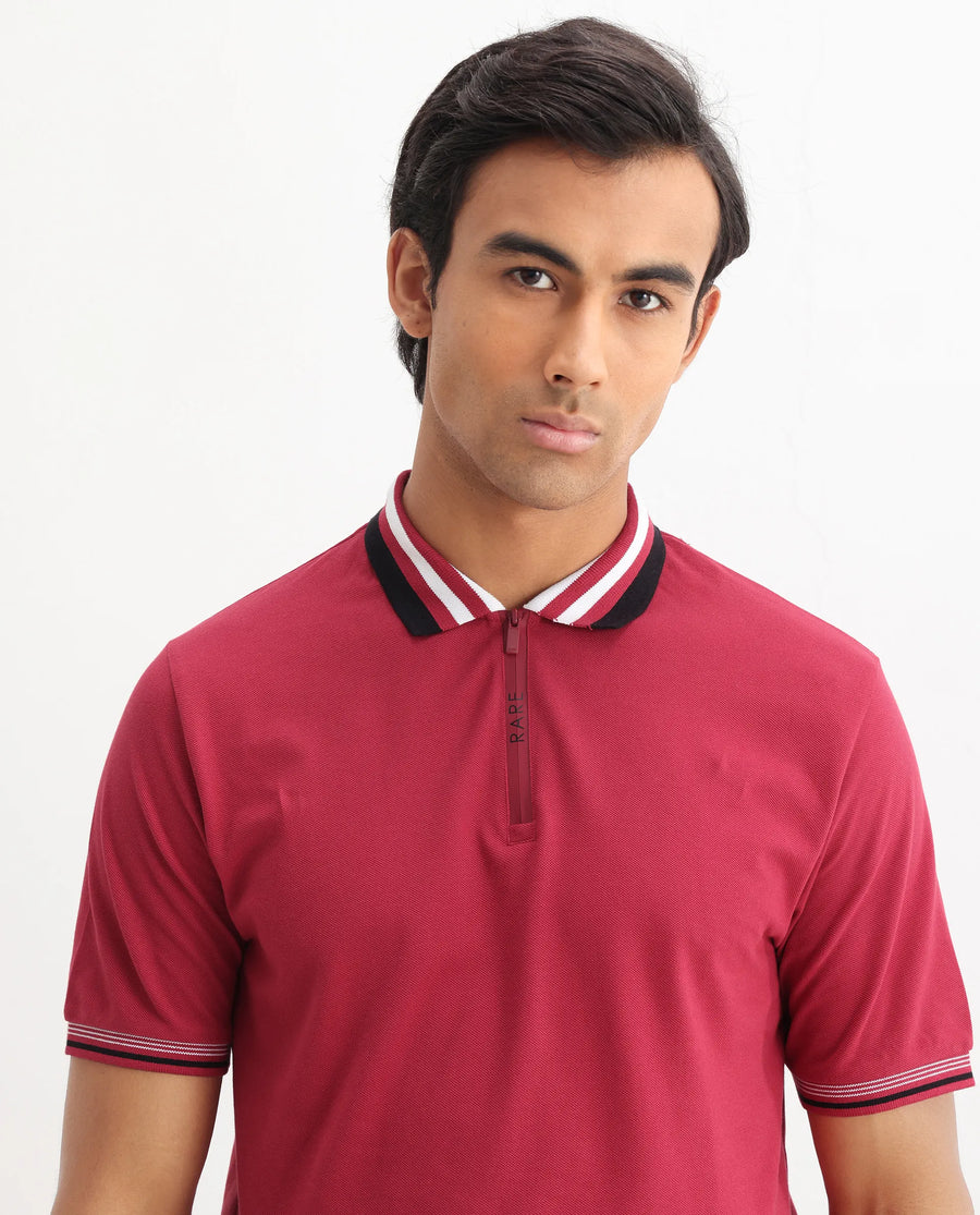 Rare Rabbit Men's Cotton Plain Regular Fit Half Sleeve Polo