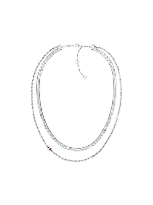 Tommy Hilfiger Layered Set Silver Plated Necklace