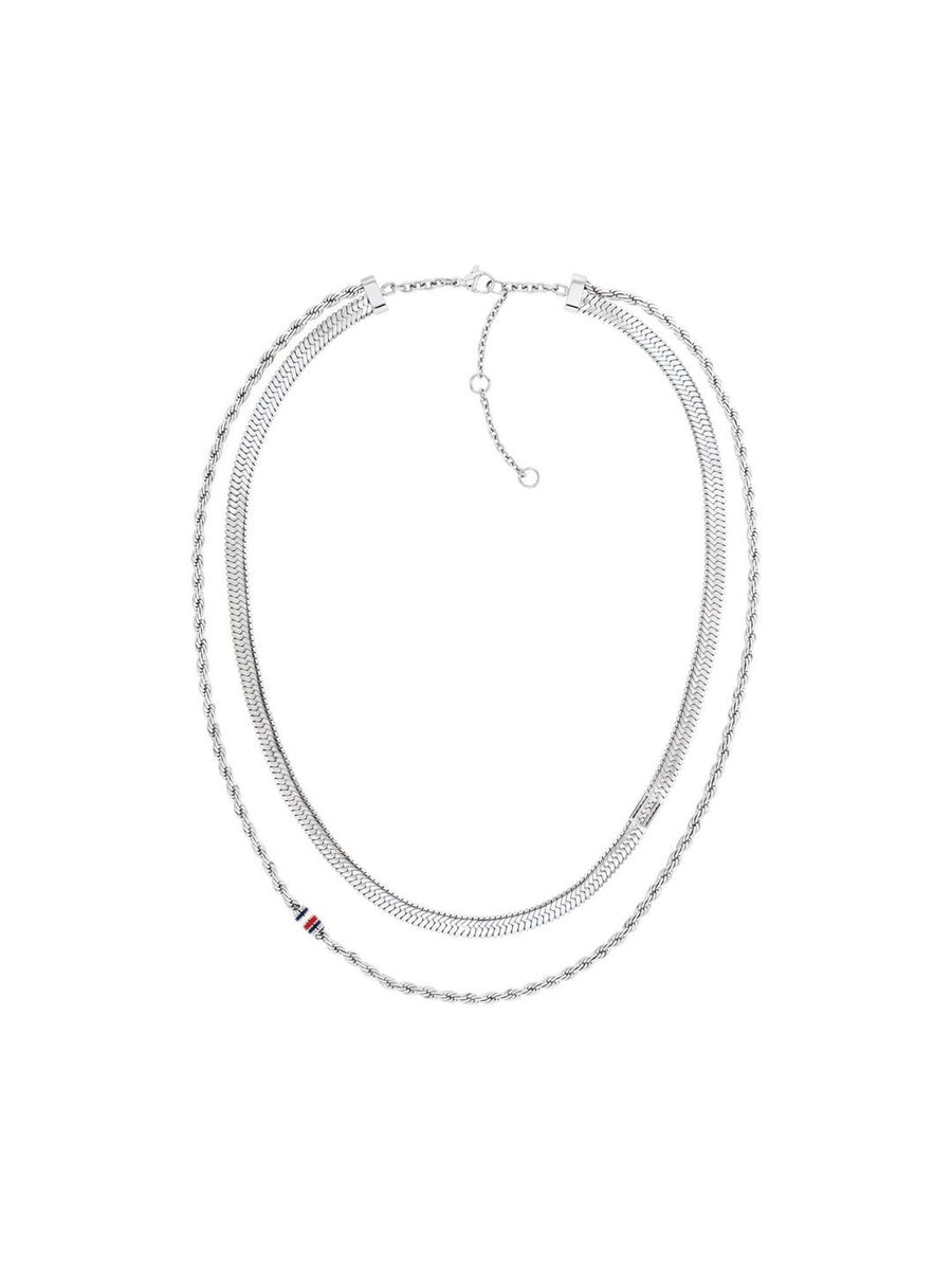 Tommy Hilfiger Layered Set Silver Plated Necklace