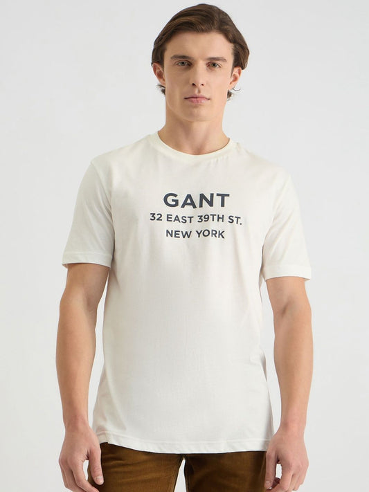 GANT Men Typography Printed Round Neck Cotton T-shirt